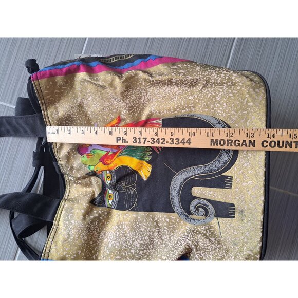 NWT Laurel Burch Cat Parrot Canvas Drawstring Tote Bag 12x14x8 Bag Charm READ - Picture 8 of 9